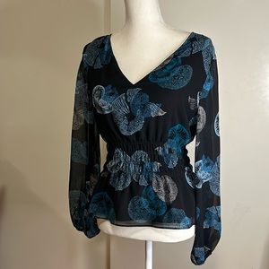 White House Black Market Black & Bluegreen Top